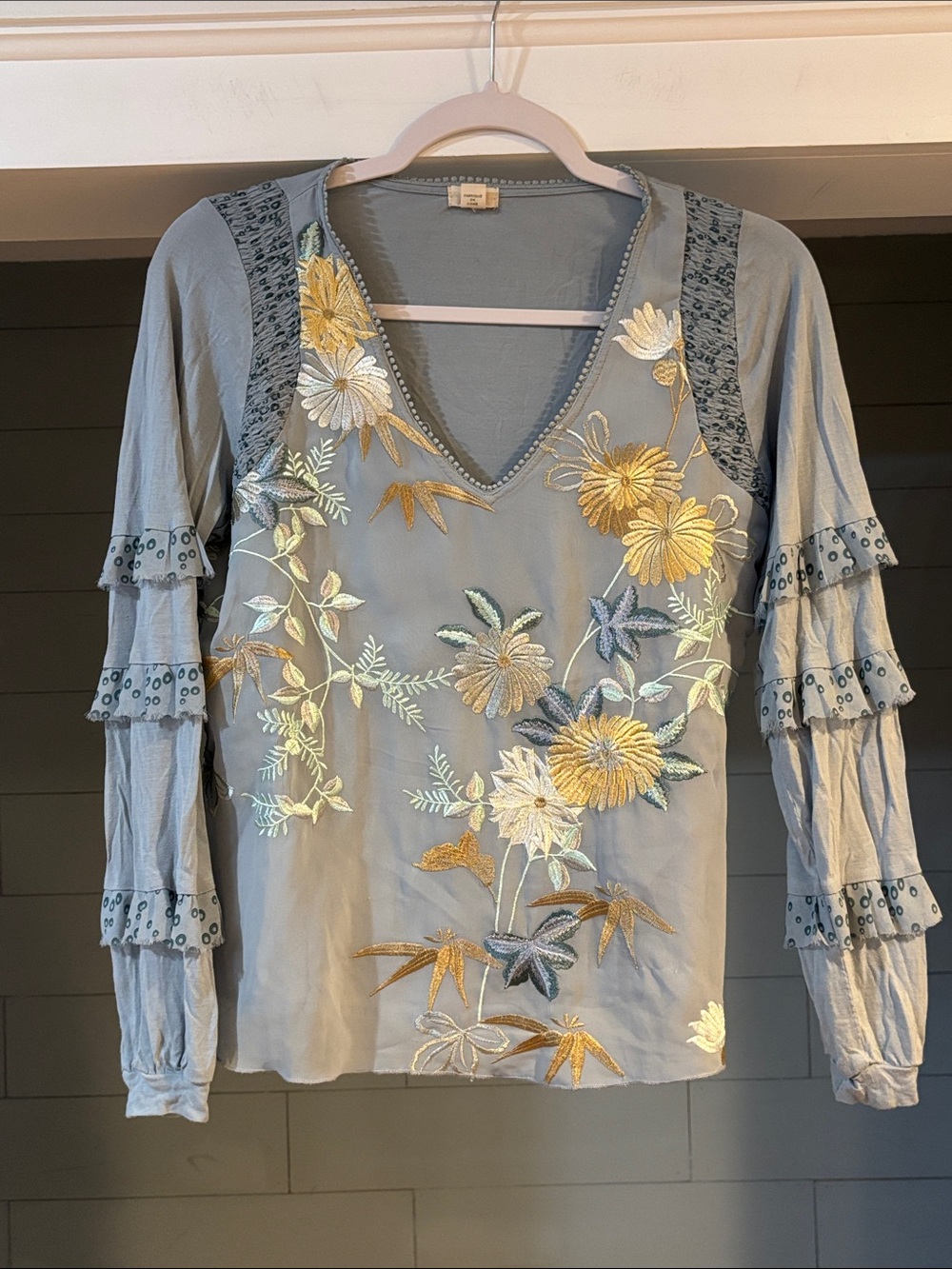 Tiny for Anthropologie Frances Long-Sleeve Ruffled Top